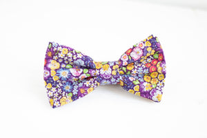 purple colorful mini floral bow tie