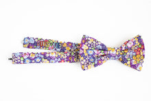 Load image into Gallery viewer, purple colorful mini floral bow tie