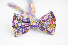 Load image into Gallery viewer, purple colorful mini floral bow tie