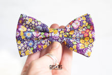 Load image into Gallery viewer, purple colorful mini floral bow tie