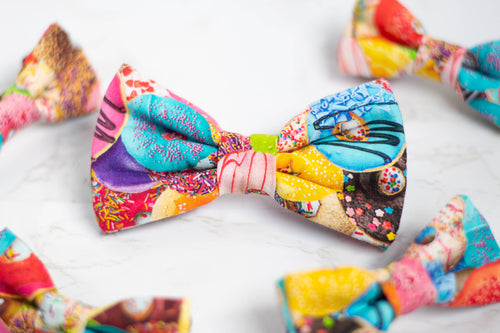 colorful donuts dog bow tie