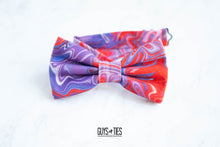 Load image into Gallery viewer, red and purple swirl bow tie