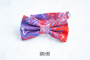 red and purple swirl bow tie