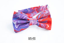 Load image into Gallery viewer, red and purple swirl bow tie