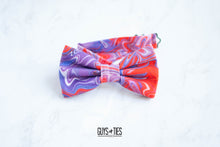 Load image into Gallery viewer, red and purple swirl bow tie