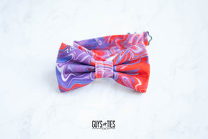 red and purple swirl bow tie