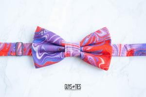 red and purple swirl bow tie