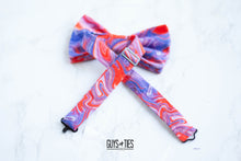 Load image into Gallery viewer, red and purple swirl bow tie