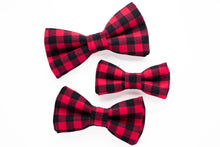 Load image into Gallery viewer, red buffalo check dog bow tie