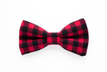 Load image into Gallery viewer, red buffalo check dog bow tie