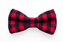 Load image into Gallery viewer, red buffalo check dog bow tie