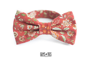 rustic red country floral bow tie