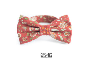 rustic red country floral bow tie