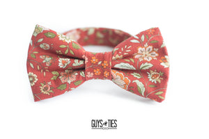 rustic red country floral bow tie