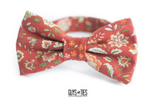 Load image into Gallery viewer, rustic red country floral bow tie