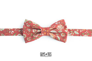 rustic red country floral bow tie