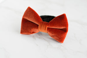 rustic burnt orange velvet pre tied bow tie