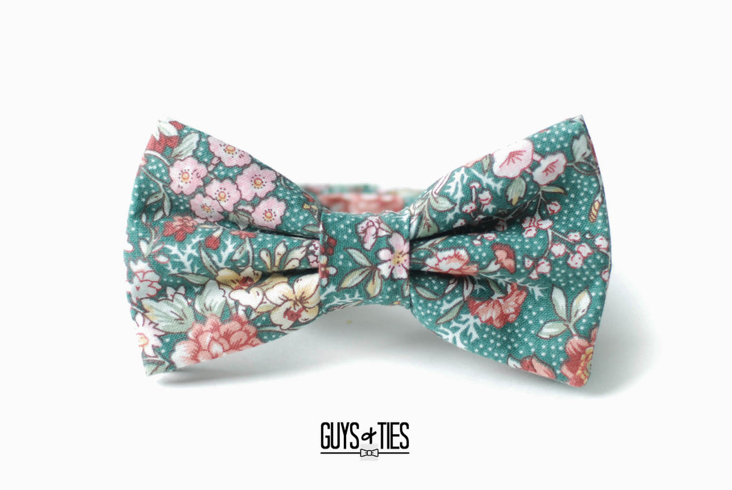 sage green floral bow tie