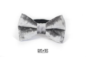 mens velvet bow tie | silver gray