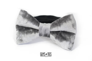 mens velvet bow tie | silver gray