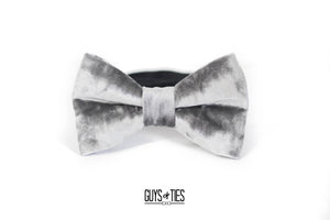 mens velvet bow tie | silver gray