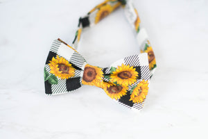 checkered sunflower bow tie