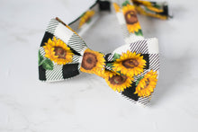 Load image into Gallery viewer, checkered sunflower bow tie