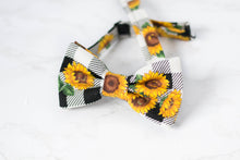 Load image into Gallery viewer, checkered sunflower bow tie