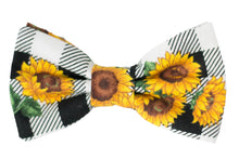 Load image into Gallery viewer, checkered sunflower bow tie