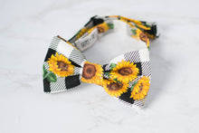 Load image into Gallery viewer, checkered sunflower bow tie