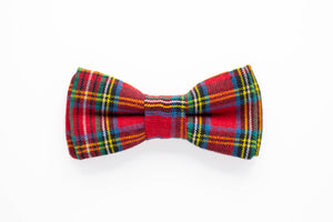 red tartan plaid dog bow tie