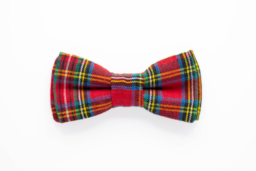 red tartan plaid dog bow tie