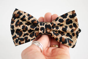 cheetah print bow tie | brown and cream