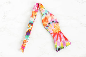 colorful tie dye self tie bow tie