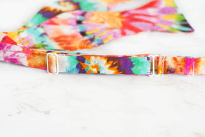 colorful tie dye self tie bow tie