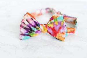 colorful tie dye self tie bow tie