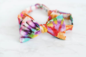 colorful tie dye self tie bow tie