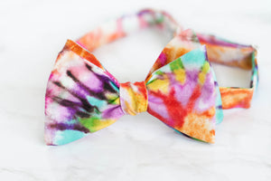 colorful tie dye self tie bow tie