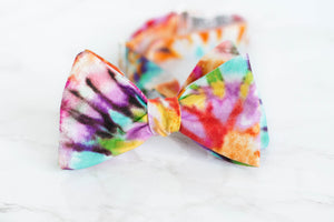 colorful tie dye self tie bow tie