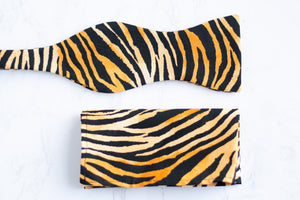 tiger print self tie bow tie