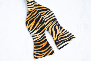 tiger print self tie bow tie