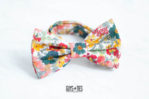 white garden floral bow tie