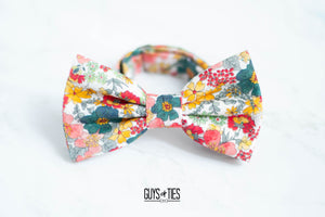 white garden floral bow tie