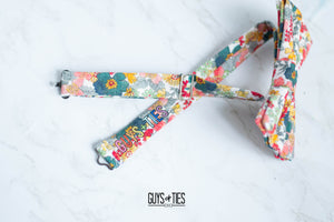 white garden floral bow tie