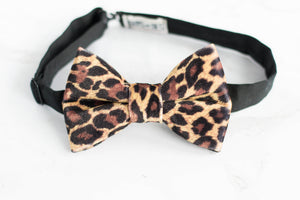 brown cheetah velvet bow tie