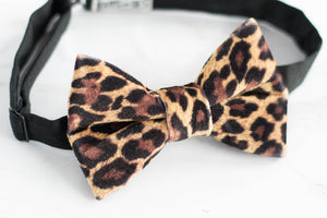 brown cheetah velvet bow tie