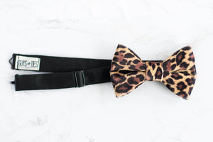 brown cheetah velvet bow tie