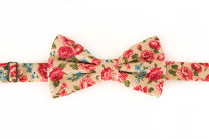 creamy tan + red roses bow tie