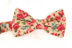 creamy tan + red roses bow tie