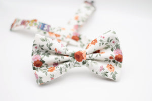 ivory burnt orange floral bow tie